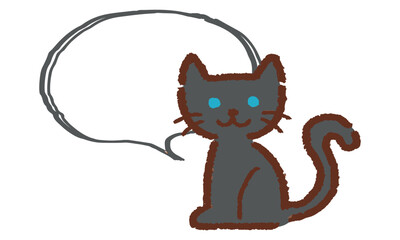 猫の吹き出し素材、手描き風、ベクター、イラスト