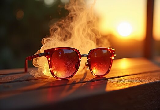 Crystalline Barbecue with sunglasses during backlit