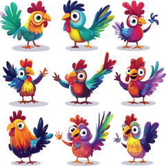 cartoon lemur,animal character set with various fun emotions and poses