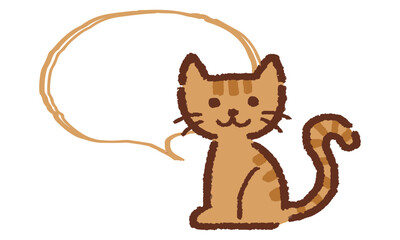 猫の吹き出し素材、手描き風、ベクター、イラスト
