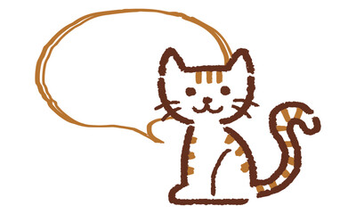 猫の吹き出し素材、手描き風、ベクター、イラスト