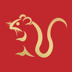 Chinese Zodiac Rat Logo: Lucky New Year Vector Design
