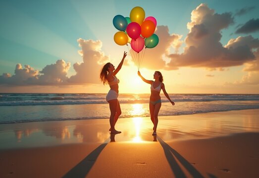 Refreshing Beach with balloons during flare