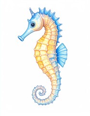 Fototapeta premium Colorful seahorse illustration in vibrant hues.