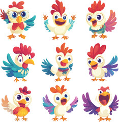 cartoon lemur,animal character set with various fun emotions and poses