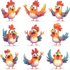 cartoon lemur,animal character set with various fun emotions and poses