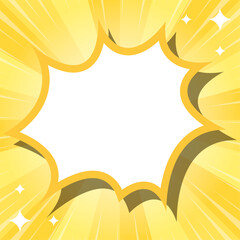 サンバーストとトゲトゲのフレーム背景、集中線とキラキラエフェクトのデコレーション、ポップなデザイン、正方形サイズ