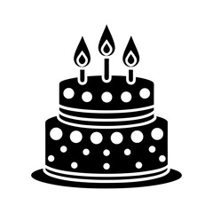 Two tiered birthday cake with three candles icon