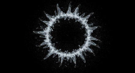 Ethereal Circle Created With Flowing Shapes Isolated On Pure Black
