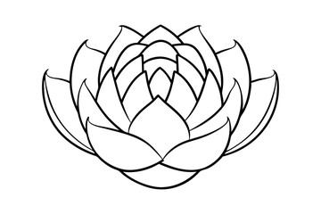 Simple line drawing of a closed lotus flower