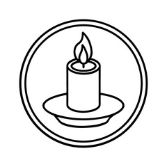 Simple line art candle icon in circle