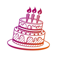 Delicious two layered birthday cake with candles