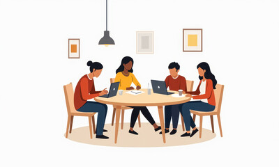 Diverse Team Brainstorming, Laptop Meeting - Diversity & Inclusion