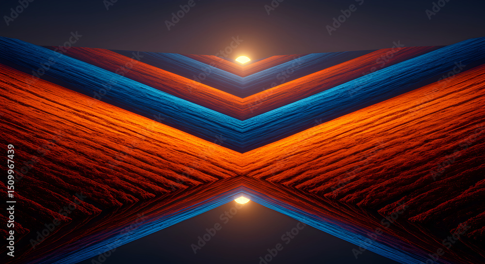 Poster abstract geometric pattern of wooden planks with symmetry and light source