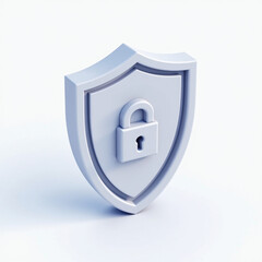 3D Shield Icon, Security, Padlock, Protection - Minimalism