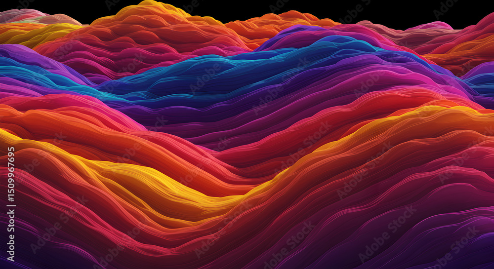 Poster vivid flow abstract texture background with colorful wavy layered forms
