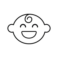 Obraz premium Happy little boy head icon. Simple outline style. Line symbol isolated. Face of baby boy.