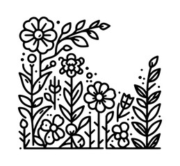 Outline Floral Corner Design Icon Logo
