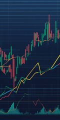 Fototapeta premium Abstract Financial Chart Showing Market Trends on Dark Grid Background