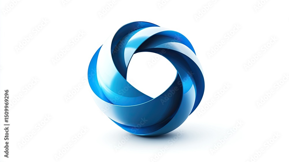 Poster abstract 3d blue wave logo design featuring smooth curves and dynamic flow symbolizing innovation an