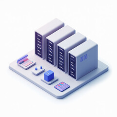 Isometric Server Rack & Data Center - Isometric illustrations