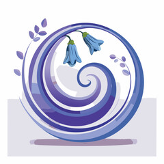Naklejka premium Bluebell in a Whimsical Scene with Vibrant Swirl Motions All Around.