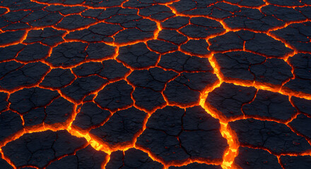 Dramatic Overview Of Scorched Earth And Glowing Cracks Texture