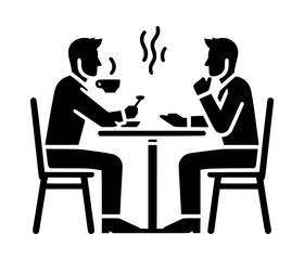 Two Men at Table Coffee and Conversation Icon Logo