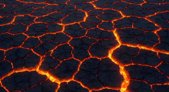 Dramatic Overview Of Scorched Earth And Glowing Cracks Texture