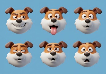 Obraz premium 3D Cartoon Dog Emoji on Blue Background