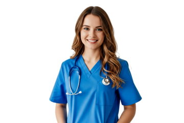 female doctor with stethoscope on white