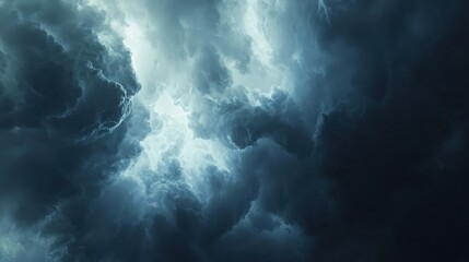 Moody Stormy Skies with Deep Blue Gradient and Dramatic Clouds
