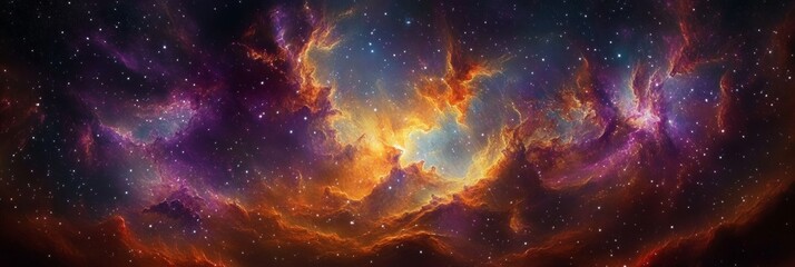 Obraz premium Fiery Nebula With Dazzling Stars Rich Magentas and Teals Illuminate The Infinite Depths of Space.