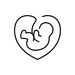 Pregnant line icon. Baby born, fetus symbol. Gynecology clinic logo, design element for hospital site.