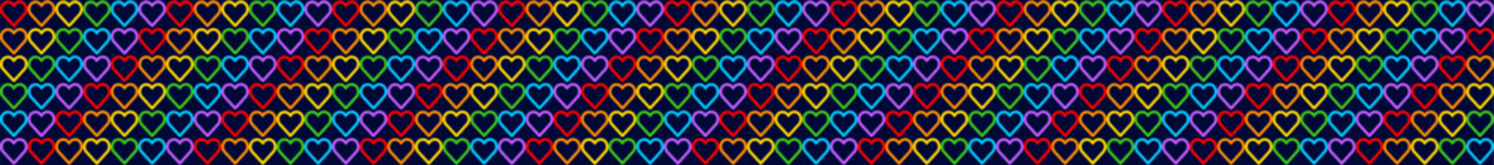Rainbow Heart Mosaic, diagonal border,seamless vector pattern