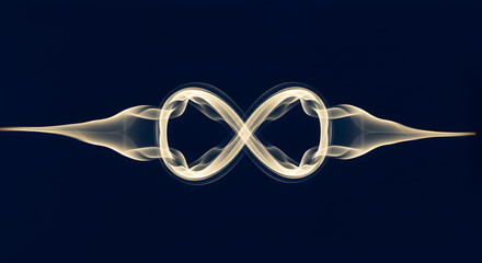 Abstract Infinity Symbol Created With Golden Smoke Against A Dark Backdrop