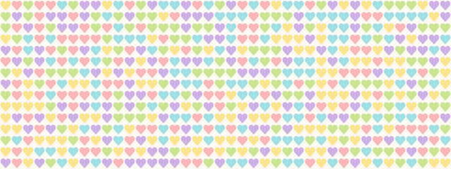 Rainbow Heart Mosaic, seamless vector pattern with colorful hearts in a rainbow palette. Perfect for backgrounds, textiles, and festive banner designs, spreads love and joy