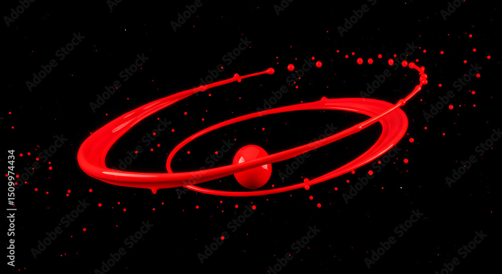 Poster dramatic red splashes create artistic circular motion on black backdrop