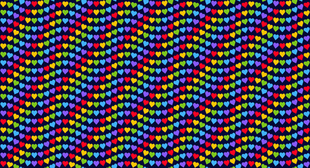 Rainbow Heart Mosaic, seamless vector pattern