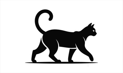 Elegant black cat silhouette walking design