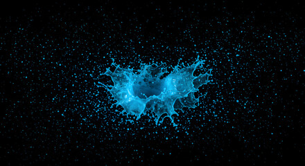 Energetic Blue Liquid Burst Against Dark Backdrop For High-Impact Visuals