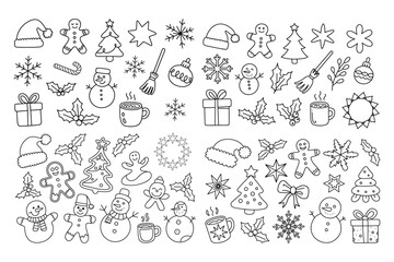 christmas icons set Christmas Holiday Coloring Page with Festive Icons