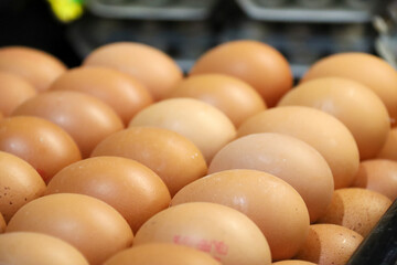 Fresh eggs for sale at a market stall