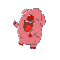 cute pig cartoon laughing
