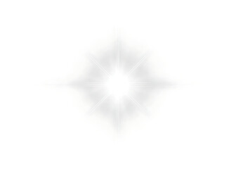 Bright starburst lens flare isolated on a white background png ai generated