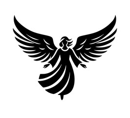 Fototapeta premium Angel Wings Simple Silhouette Vector Icon Logo