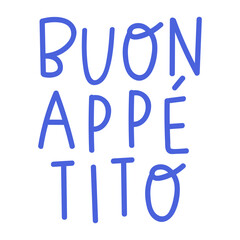 Text on white background - Buon Appetito. Vector illustration.