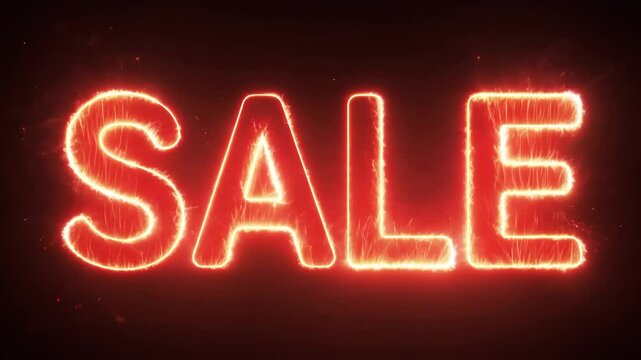 Vibrant neon text sale on dark background. Black Friday, online shopping concept