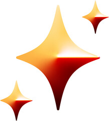 3D gradient sparkles emoji icon, shiny star with cute look. Cartoon style creative star design. Gradient isolated vector illustration