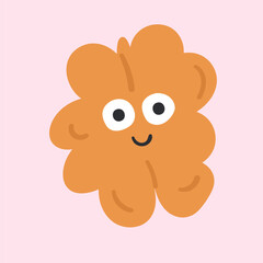 Smiling walnut. Cute character. Funny food illustration on pink background.